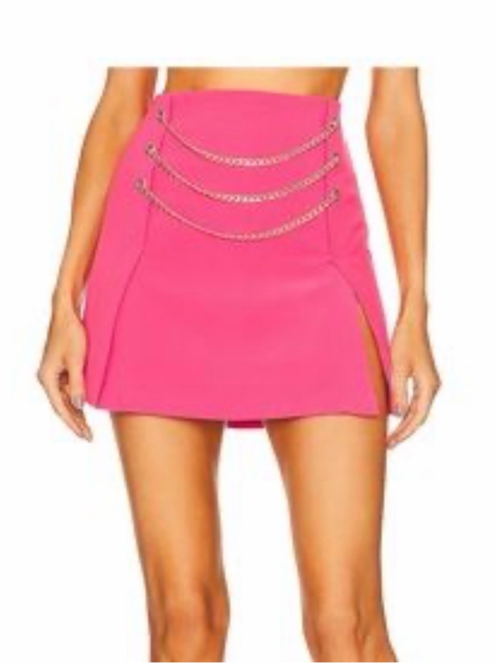 *NWT* Michael Costello X Revolve Hot Pink Mini Skirt with Gold Chain Detailing